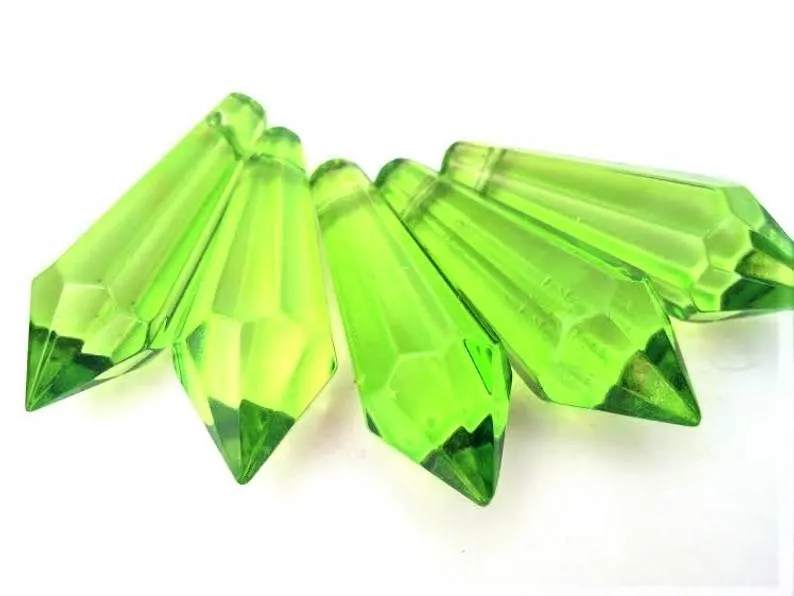 Spring Green Icicle Chandelier Crystals, Pack of 5 Pendants