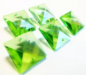 Spring Green Square 22mm Chandelier Crystals Glass Beads Pack of 6