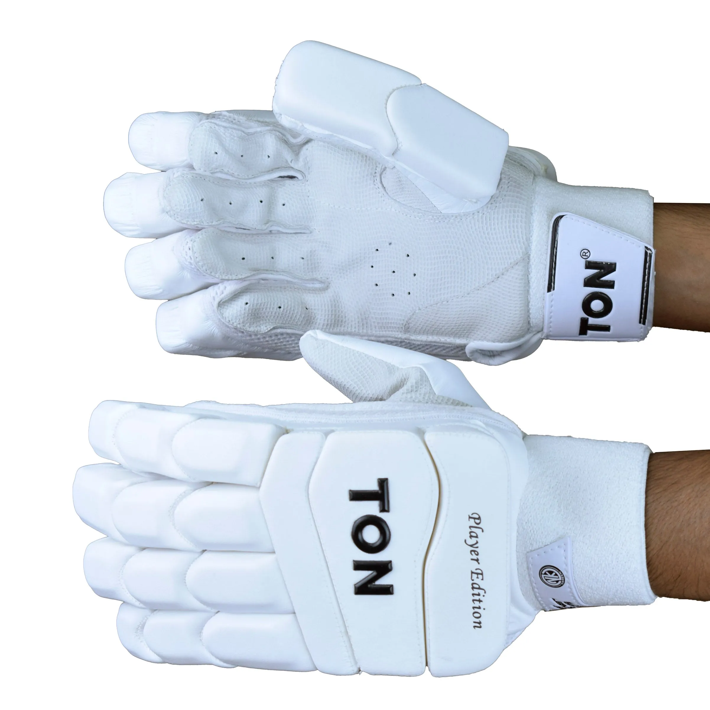 SS Ton Player Edition White Cricket Batting Gloves Men Size