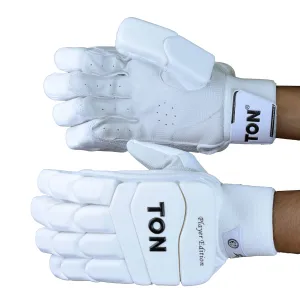 SS Ton Player Edition White Cricket Batting Gloves Men Size