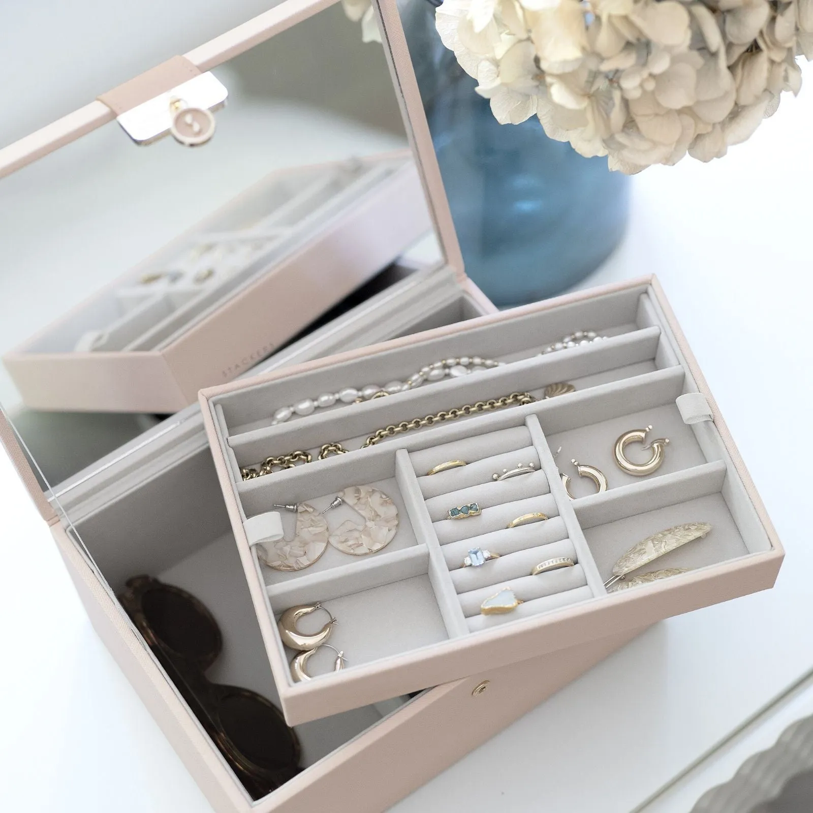 Stackers Luxury Classic 2 Tone Jewellery Box - Blush Pink