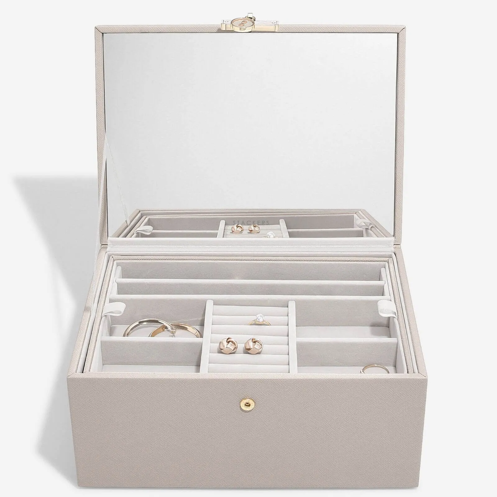 Stackers Luxury Classic 2 Tone Jewellery Box - Taupe