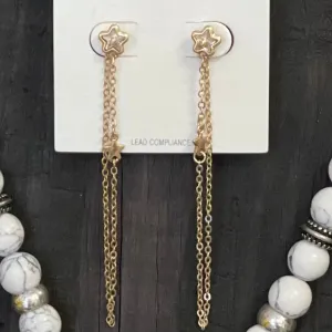 Star Rhinestone Chain Dangle Earrings