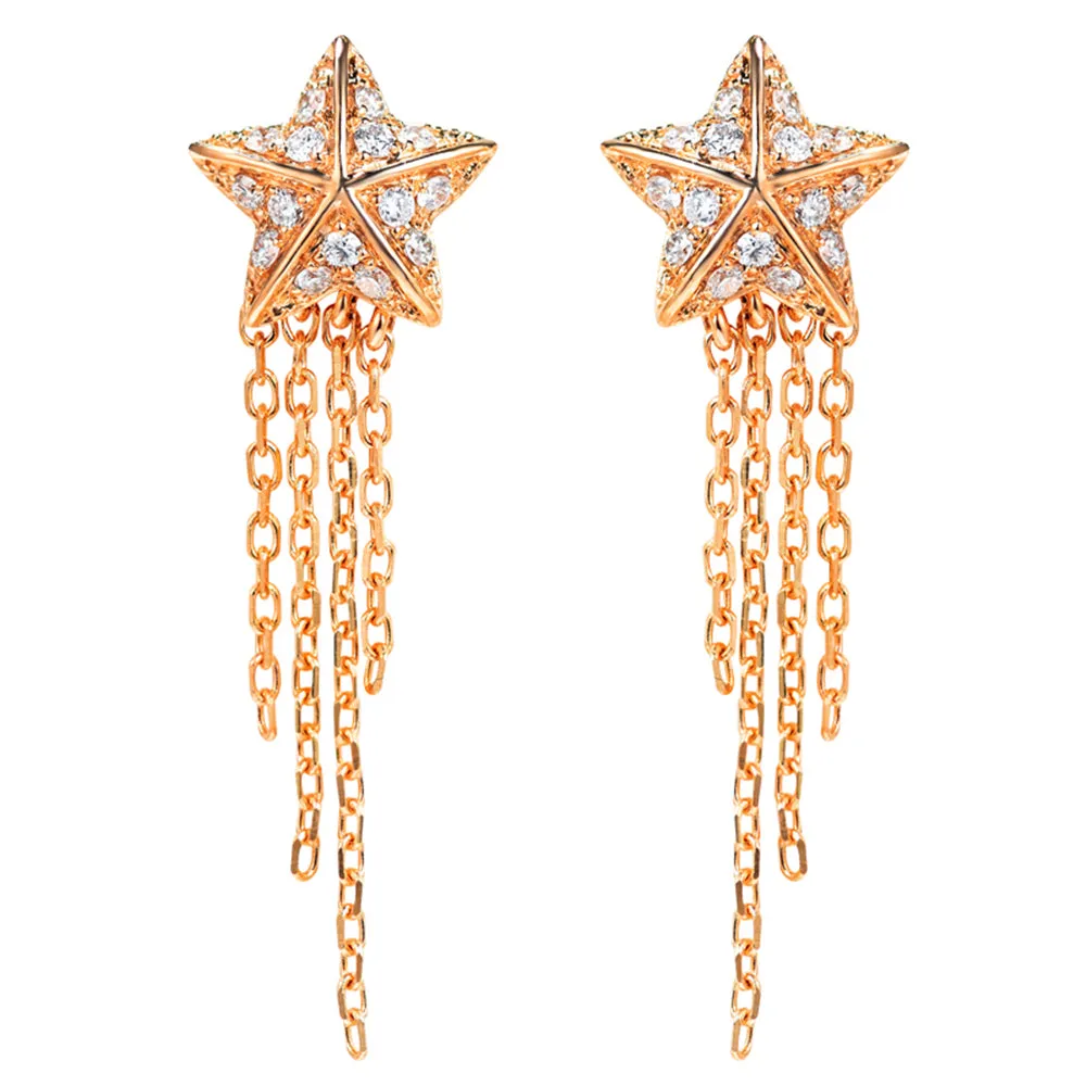 Star Stud Tassels Two-Ways Wear Earrings