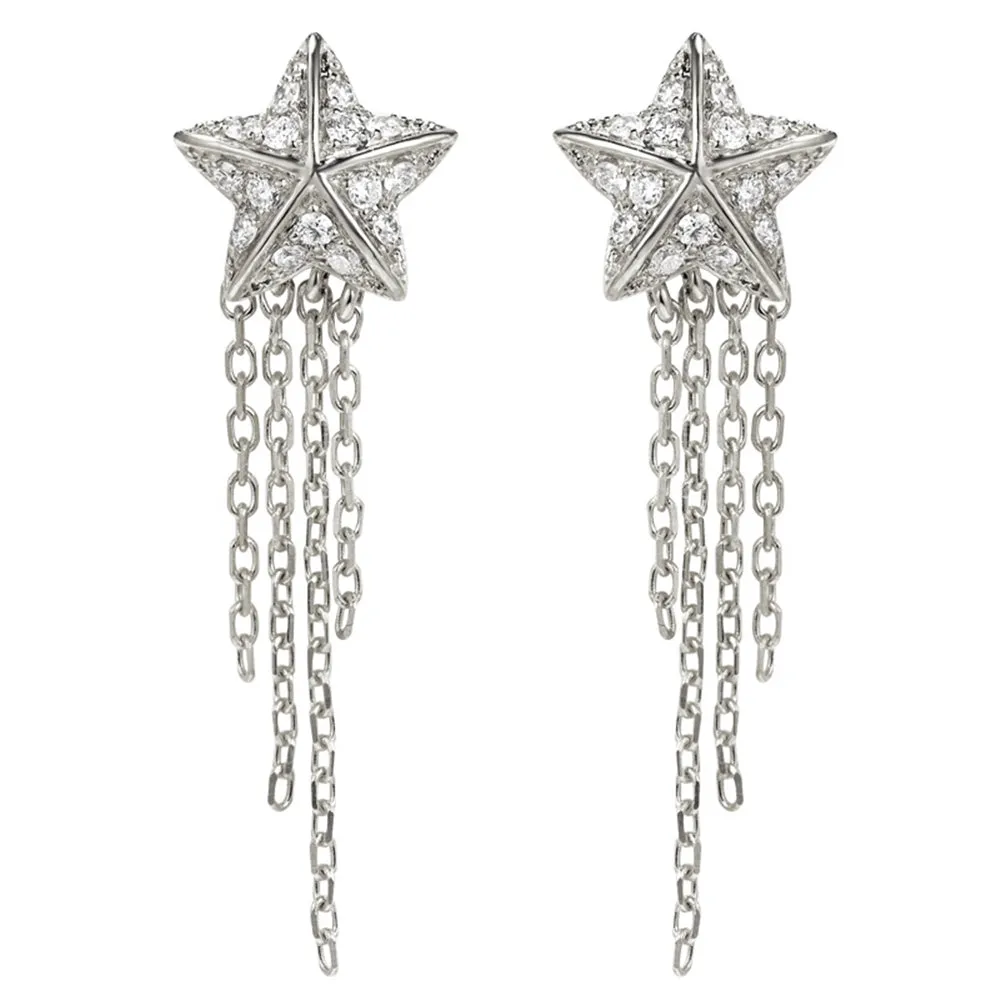 Star Stud Tassels Two-Ways Wear Earrings