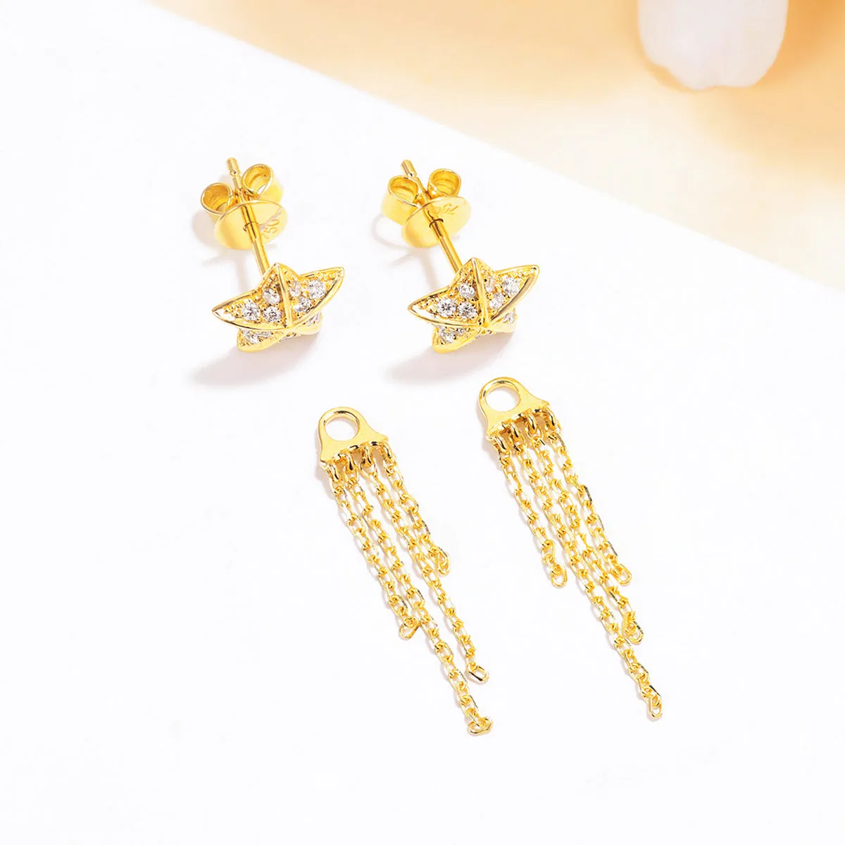Star Stud Tassels Two-Ways Wear Earrings