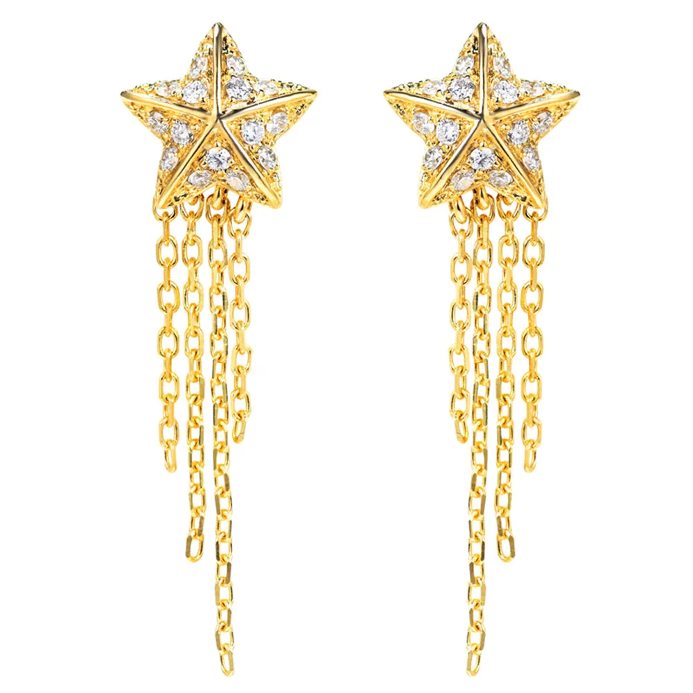 Star Stud Tassels Two-Ways Wear Earrings