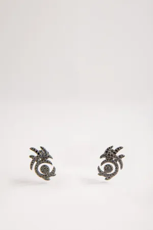 STEFERE | 18K WHITE GOLD 108 BLACK DIAMOND EARRINGS