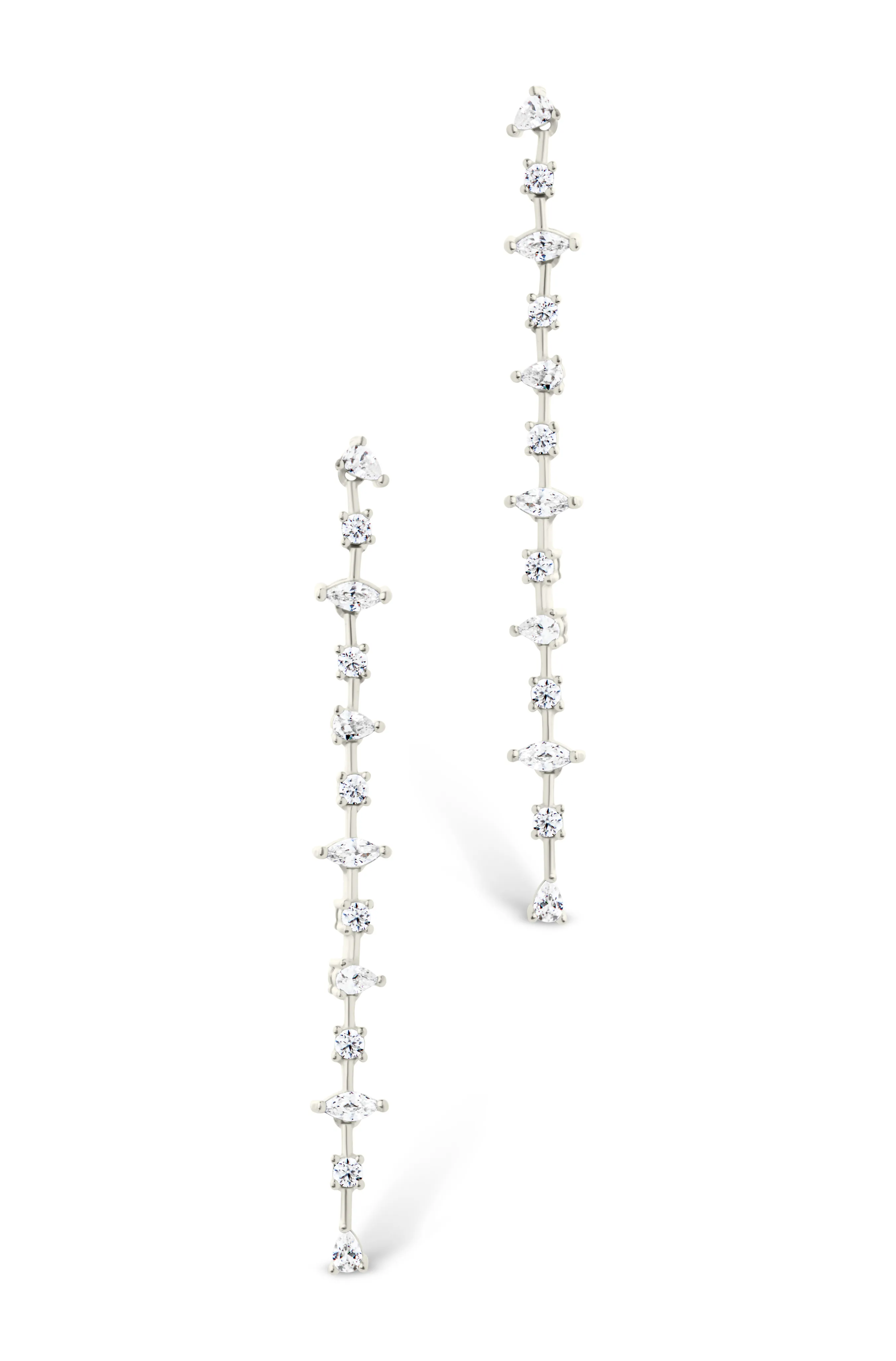 Sterling Silver Chastin Stationed CZ Dangle Stud Earrings