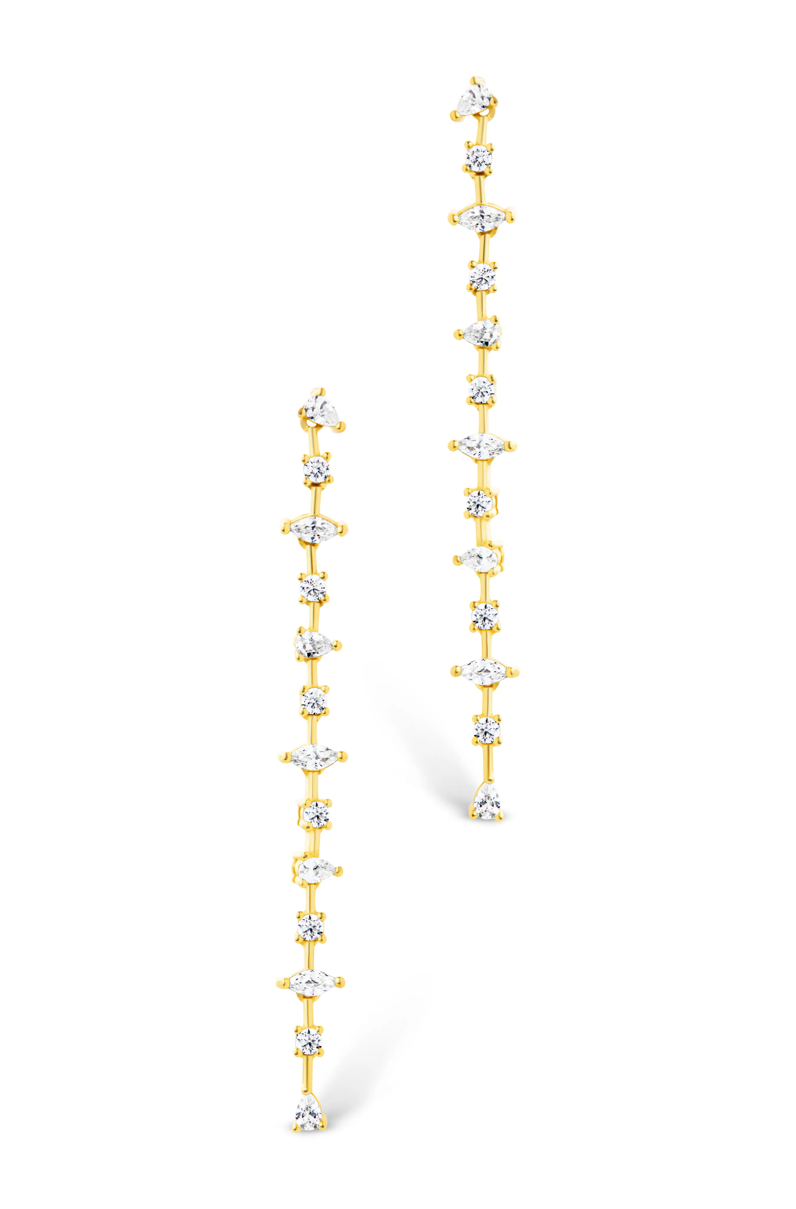 Sterling Silver Chastin Stationed CZ Dangle Stud Earrings