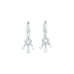 Sterling Silver CZ Elegance Chandelier Huggy Earrings