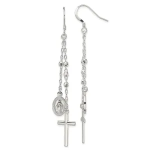 Sterling Silver Drop & Dangle Cross Earrings