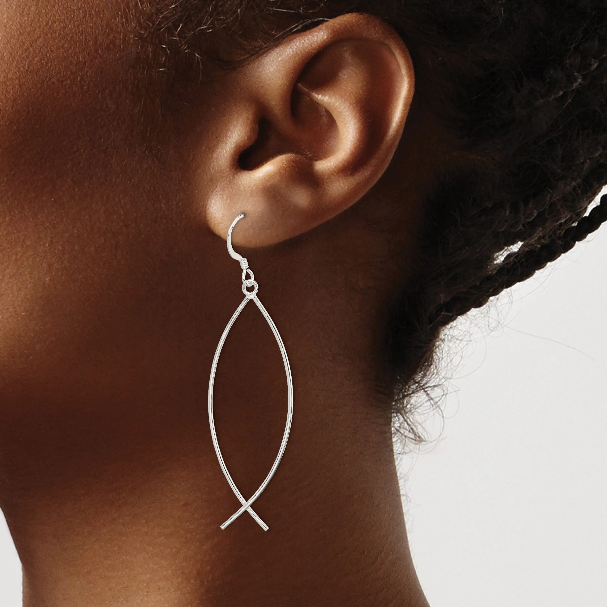 Sterling Silver Ichthus (Fish) Dangle Earrings