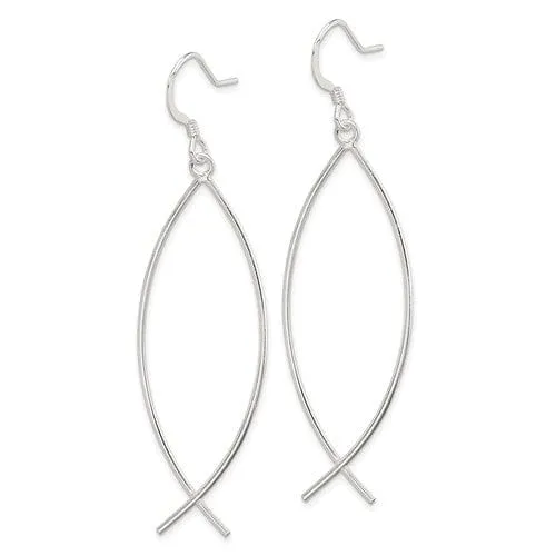 Sterling Silver Ichthus (Fish) Dangle Earrings