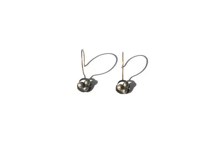 Sterling Silver Trefoil Dangle Earrings with Fine Silver Granulation