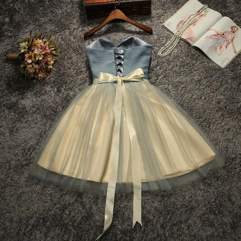 Strapless Beaded Belt Two colors Skirt Homecoming Prom Dresses, Affordable Short Party Prom Dresses, Perfect Homecoming Cocktail Dresses, CM566