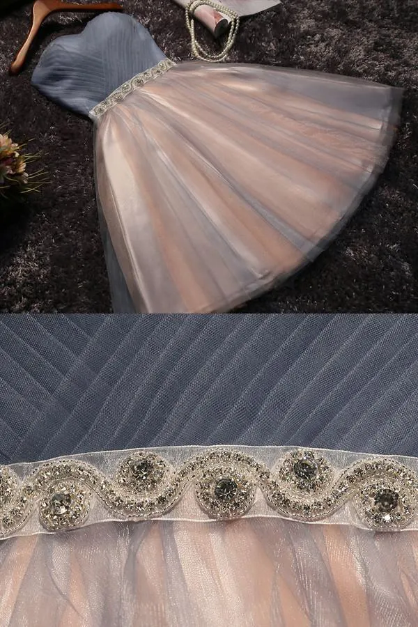 Strapless Beaded Belt Two colors Skirt Homecoming Prom Dresses, Affordable Short Party Prom Dresses, Perfect Homecoming Cocktail Dresses, CM566