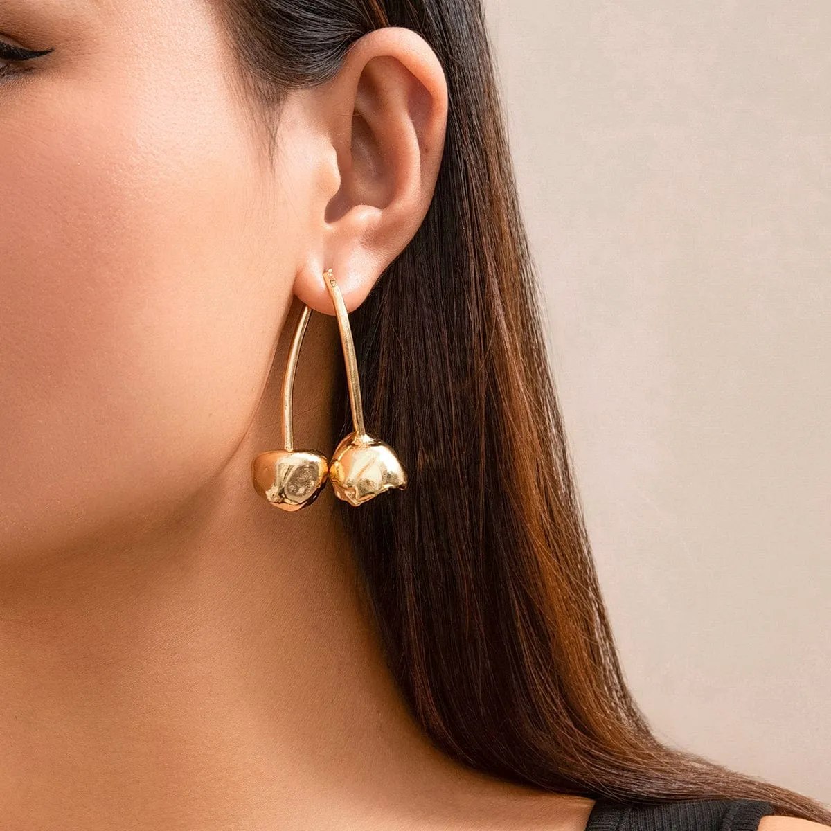 Sweet Gold Plated Cherry Dangle Earrings