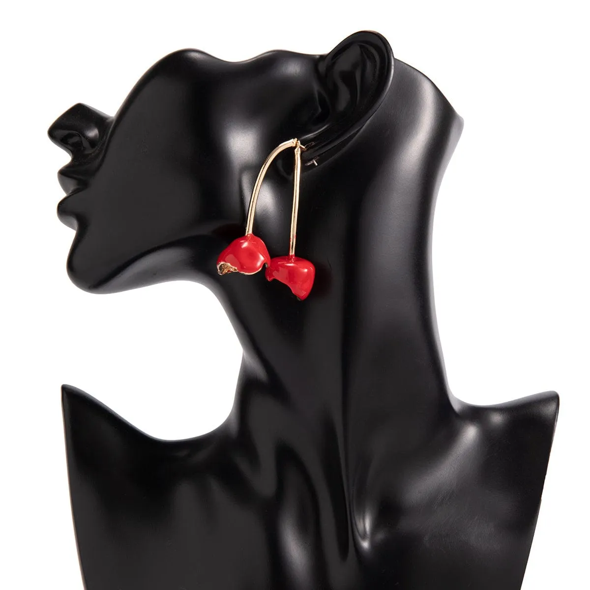 Sweet Gold Plated Cherry Dangle Earrings