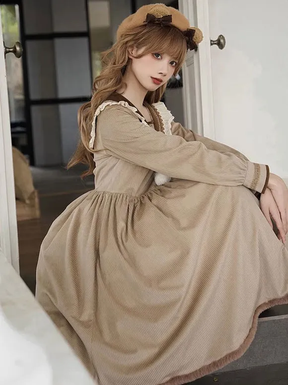 Sweet Lolita Dress Long Sleeves Pom Poms Dress Lolita Dress