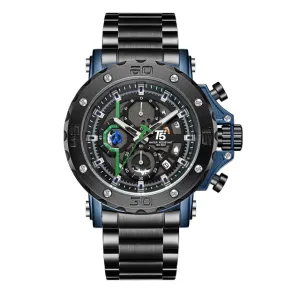 T5 Black Stainless Steel Grey Dial Chronograph Quartz Watch for Gents - H3723G-J