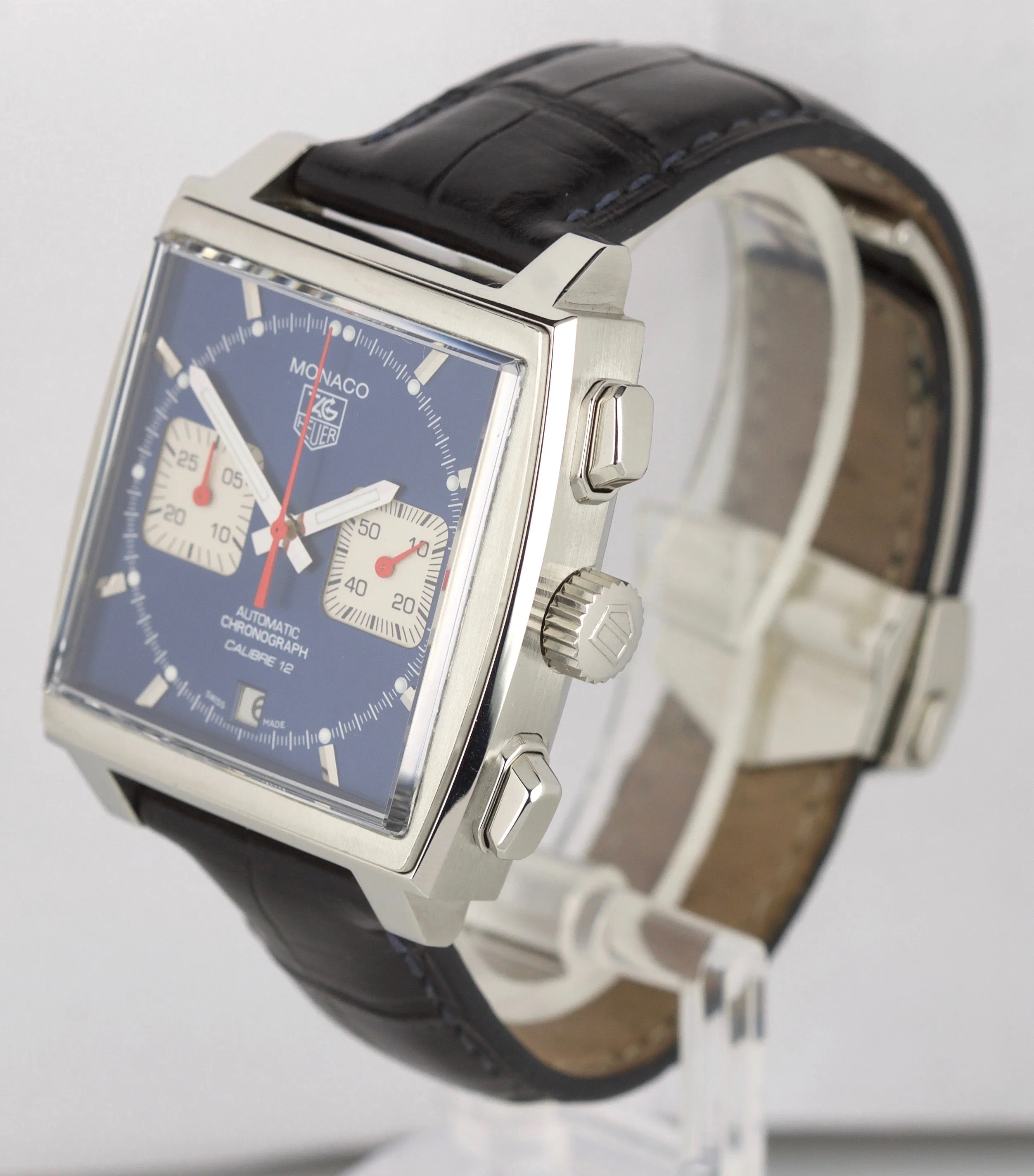 TAG HEUER Monaco Calibre 12 Stainless Steel Blue 39mm Auto Watch CAW2111.FC6183