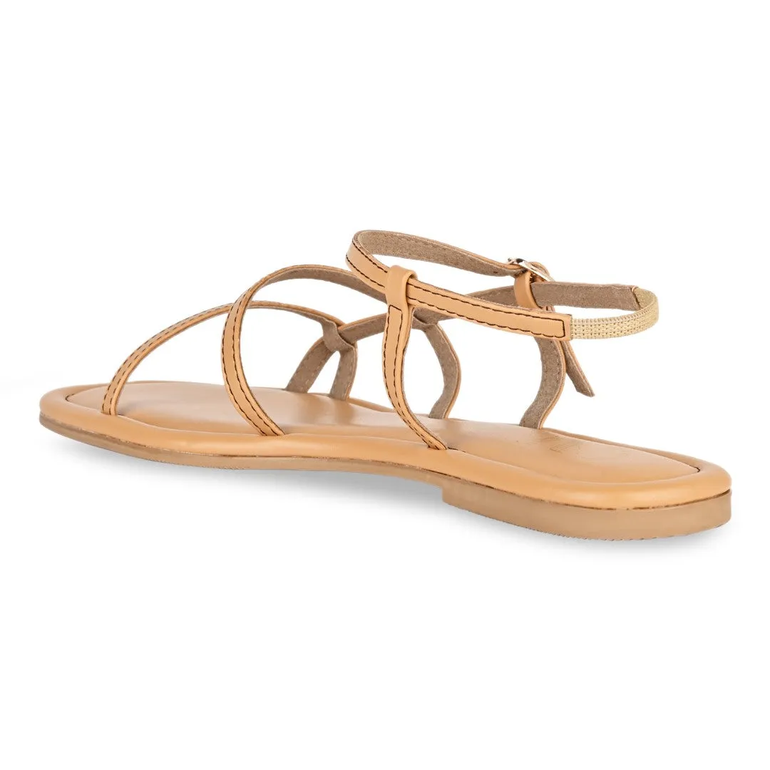 Tan Strappy Flats