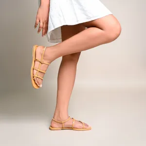 Tan Strappy Flats
