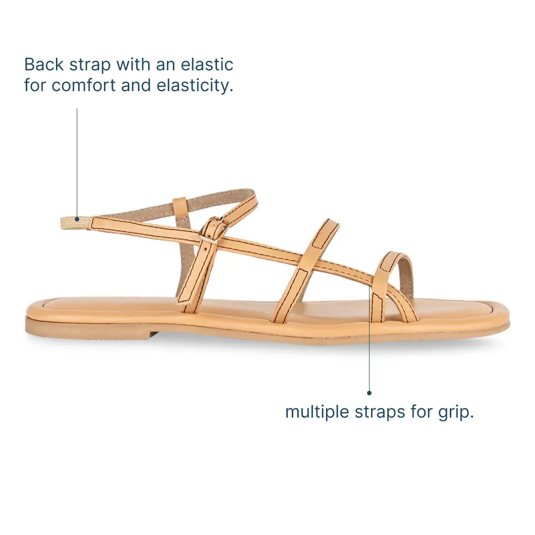 Tan Strappy Flats