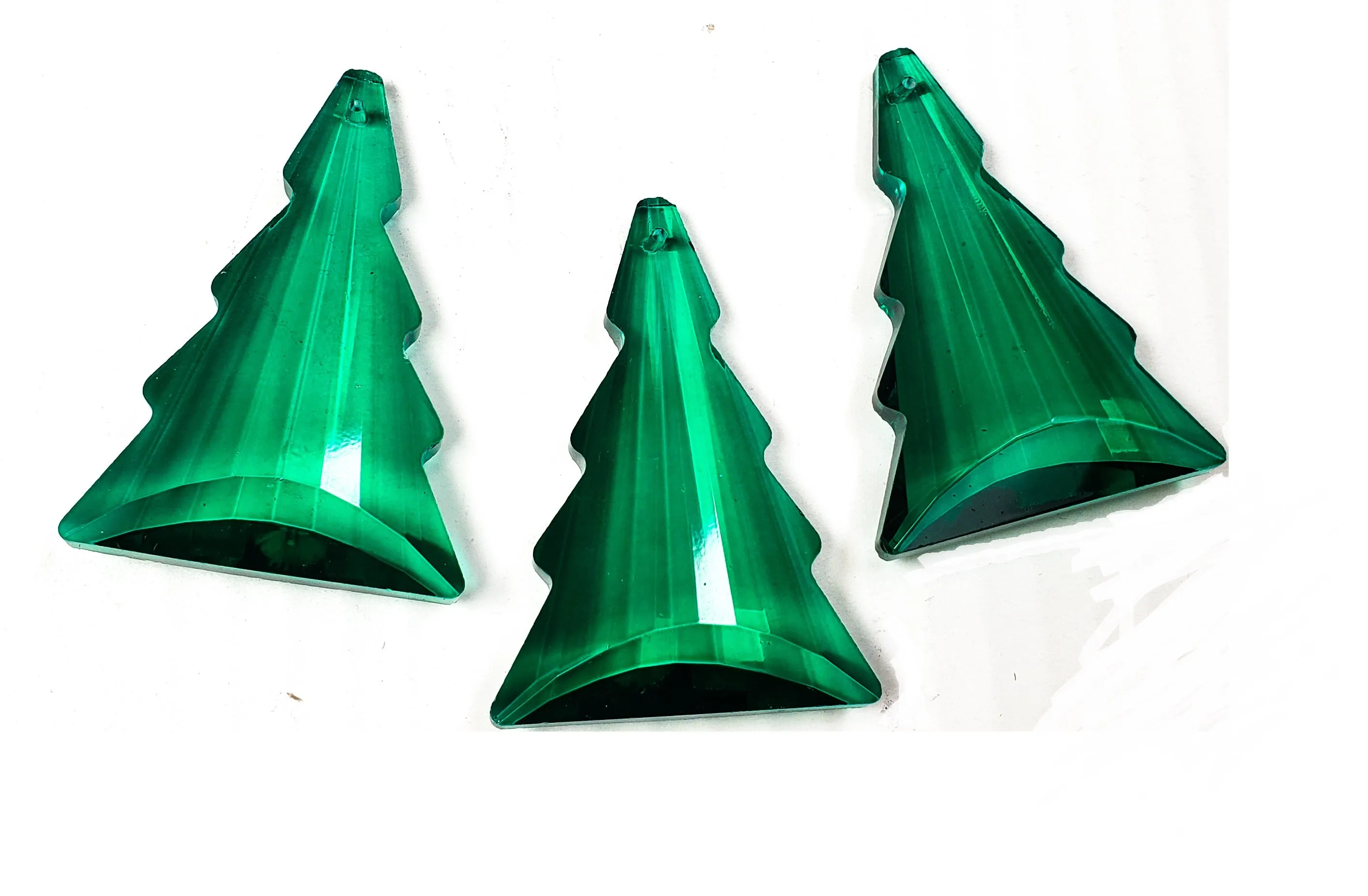 Teal Green Christmas Tree Chandelier Crystals, Caribbean Green Pine Tree Suncatcher