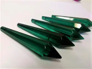 Teal Green Icicle Chandelier Crystals, Pack of 5 Pendants