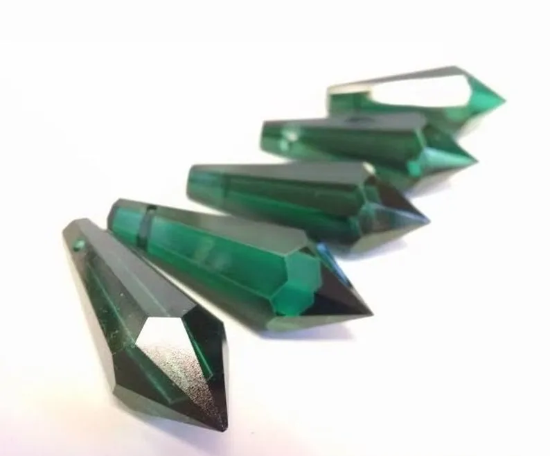 Teal Green Icicle Chandelier Crystals, Pack of 5 Pendants
