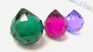 Teal Violet and Fuchsia Chandelier Crystals Faceted Ball Pack of 3
