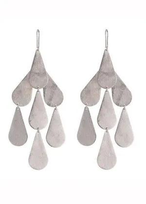 Tear Chandelier Earrings in Rhodium Silver