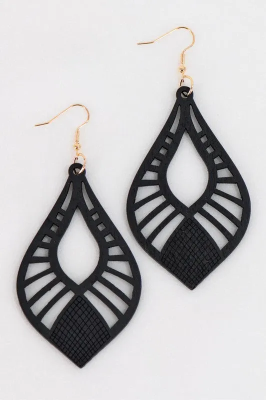 Teardrop Wood Dangle Earrings