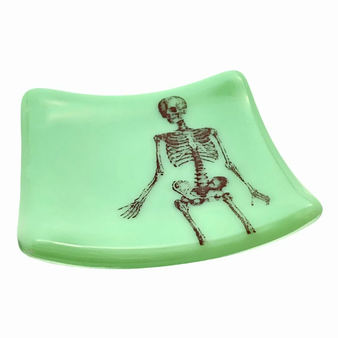 Tiny Skeleton Glass Square Dish Jadeite Mint Green