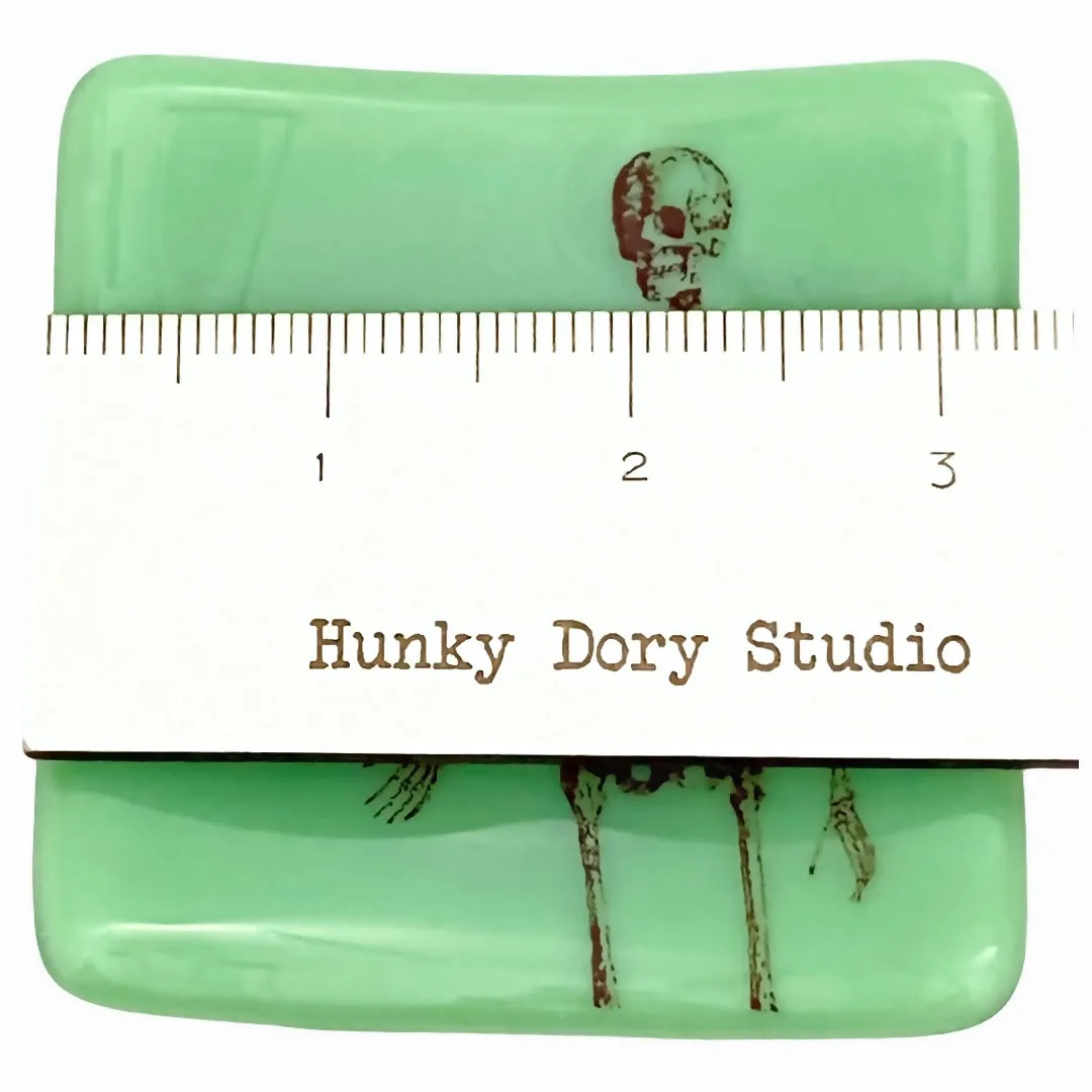 Tiny Skeleton Glass Square Dish Jadeite Mint Green