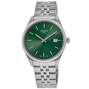 Tissot T-Classic Silver Stainless Steel Green Dial Quartz Watch for Gents - T156.410.11.091.00