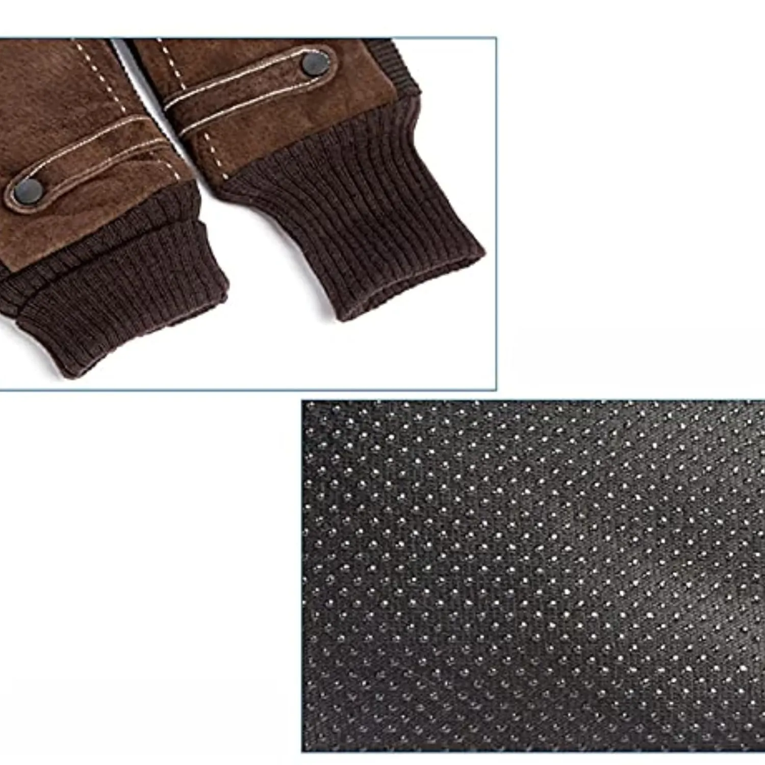 Tomorrow Men Leather Gloves, Winter Gloves for Men, Knitted Gloves for Men, Ribbed Cuffs, Men Gloves with Leather Stitched Design, Warm Gloves for Men, Men Thermal Gloves