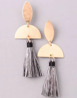 Tonal Tassel Earrings in Black & White