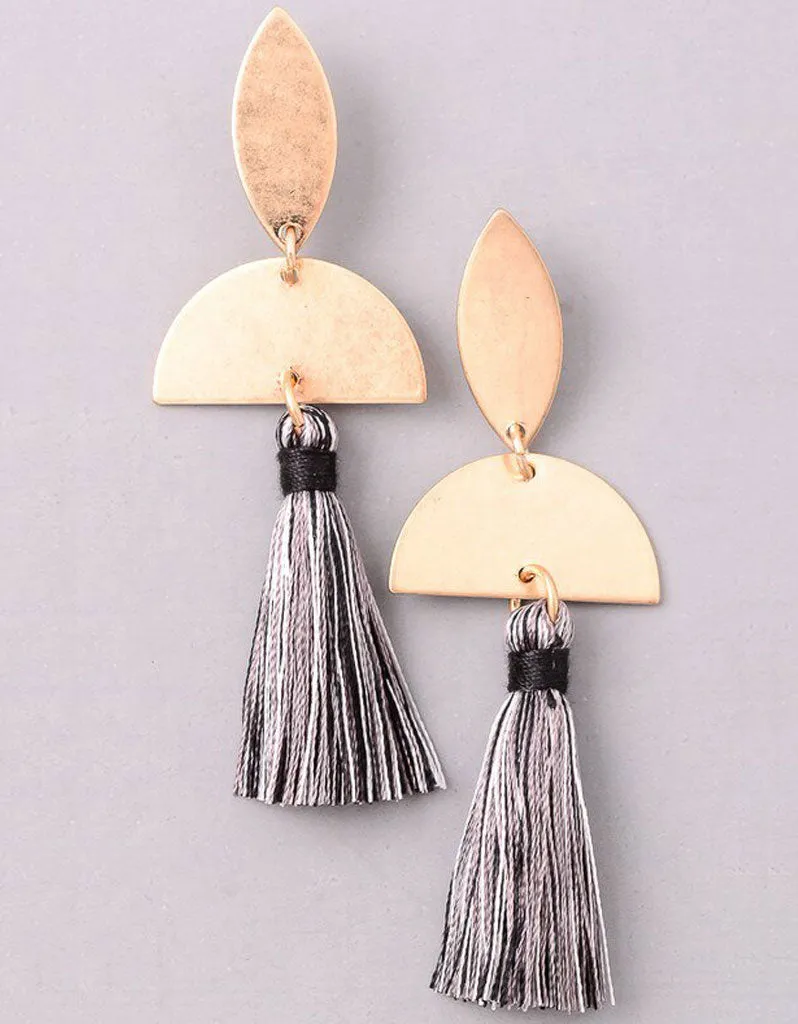 Tonal Tassel Earrings in Black & White