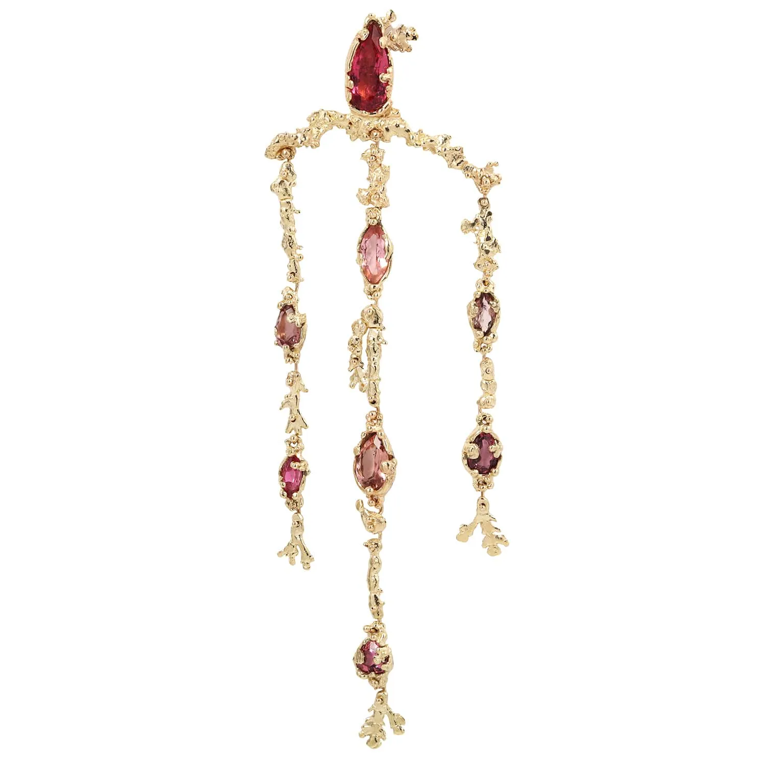 Tourmaline Coral Chandelier Earrings