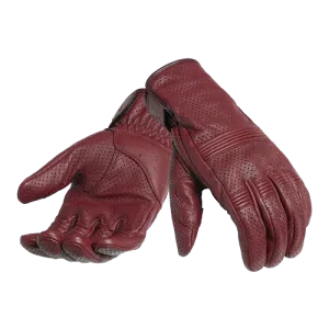Triumph Cali Perforated Leather Gloves Burgundy