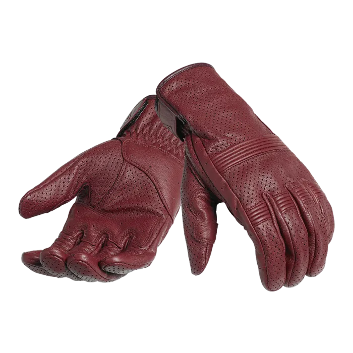 Triumph Cali Perforated Leather Gloves Burgundy