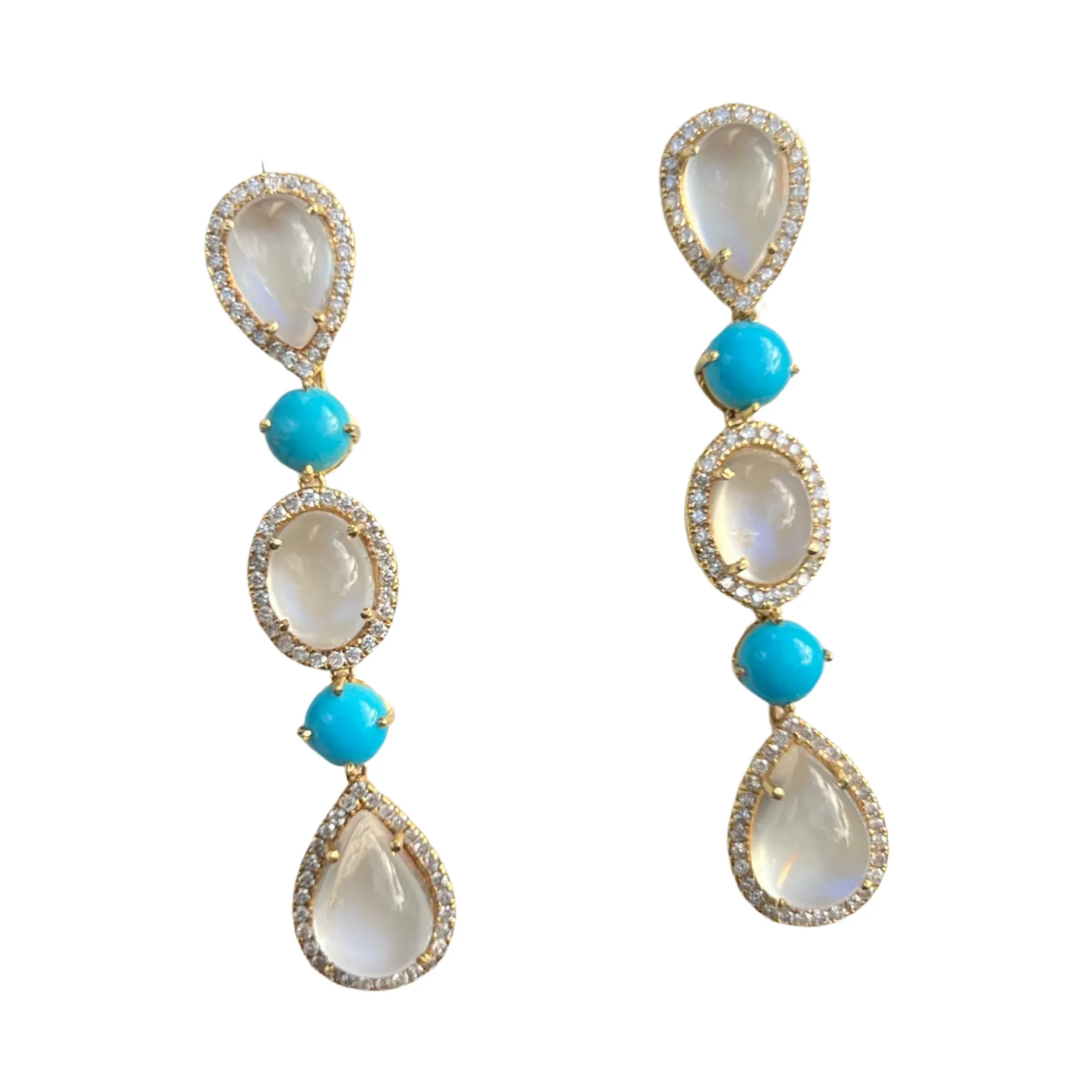 Turquoise and Moonstone Earrings
