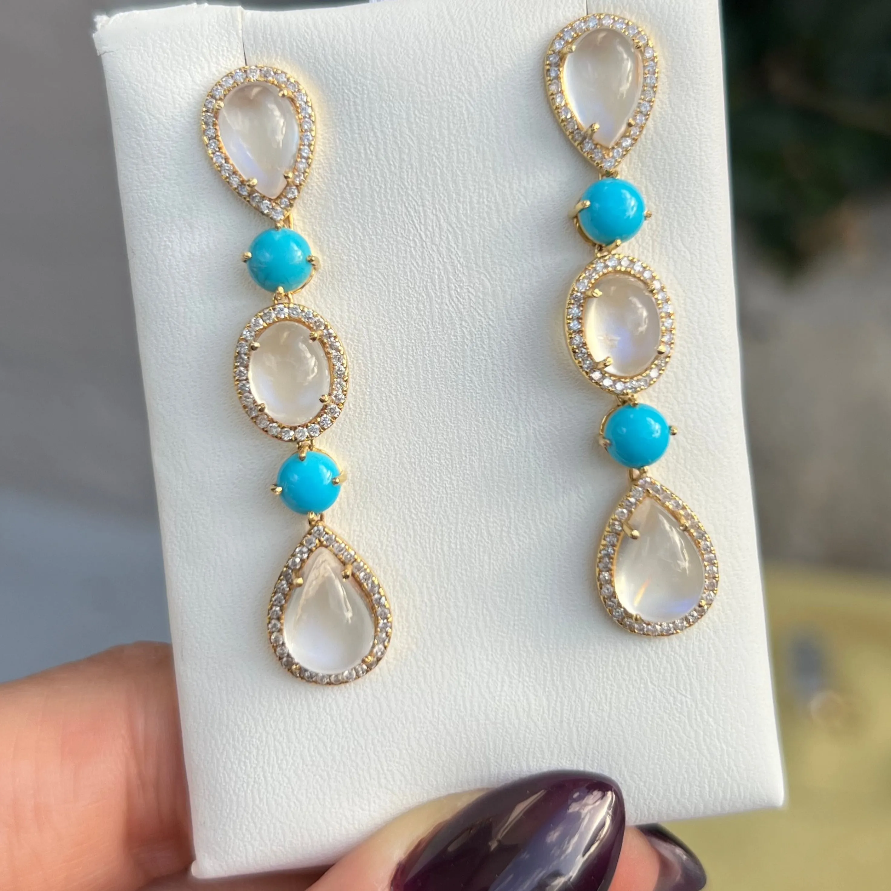 Turquoise and Moonstone Earrings