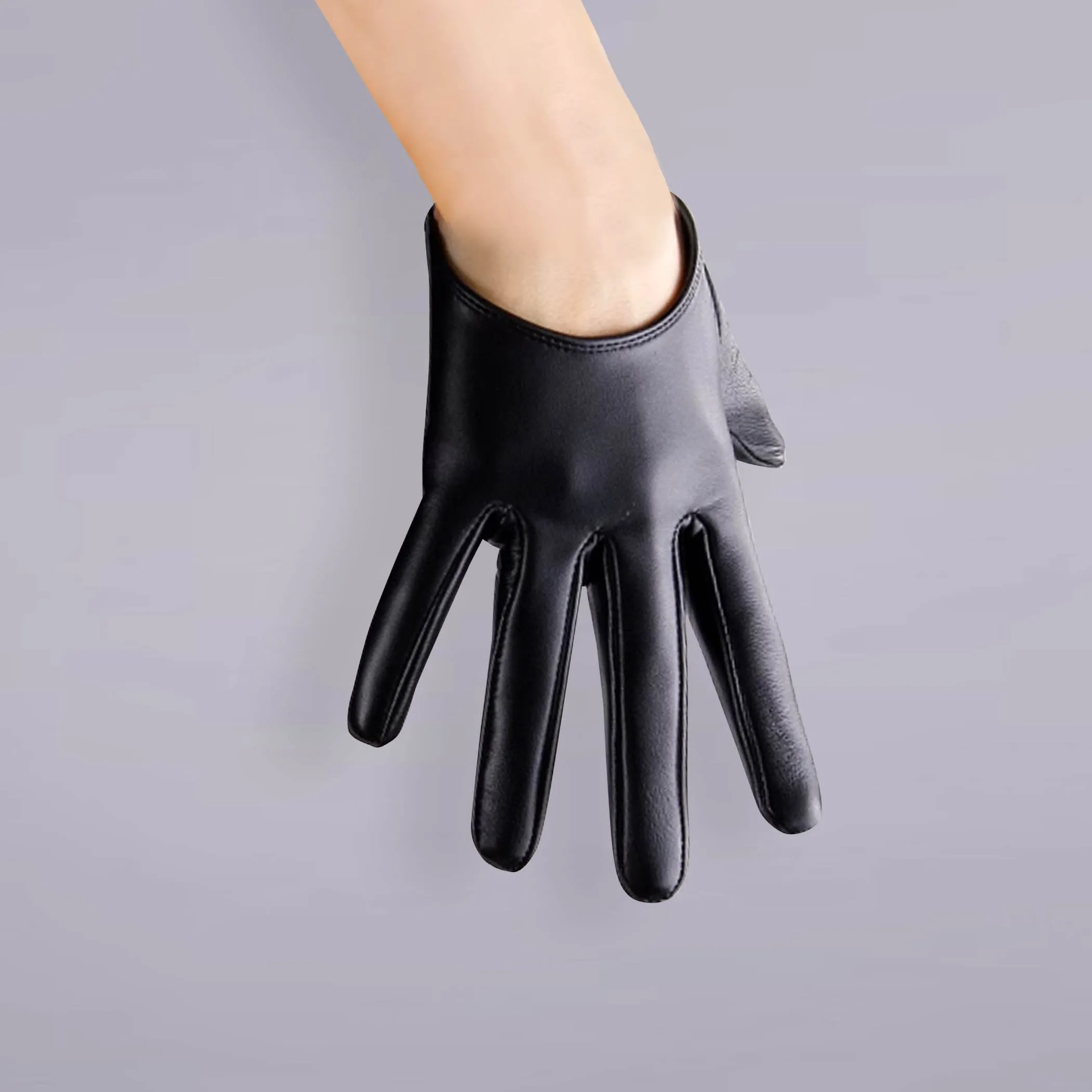 Ultrashort GENUINE LEATHER Half Palm Gloves: Blue