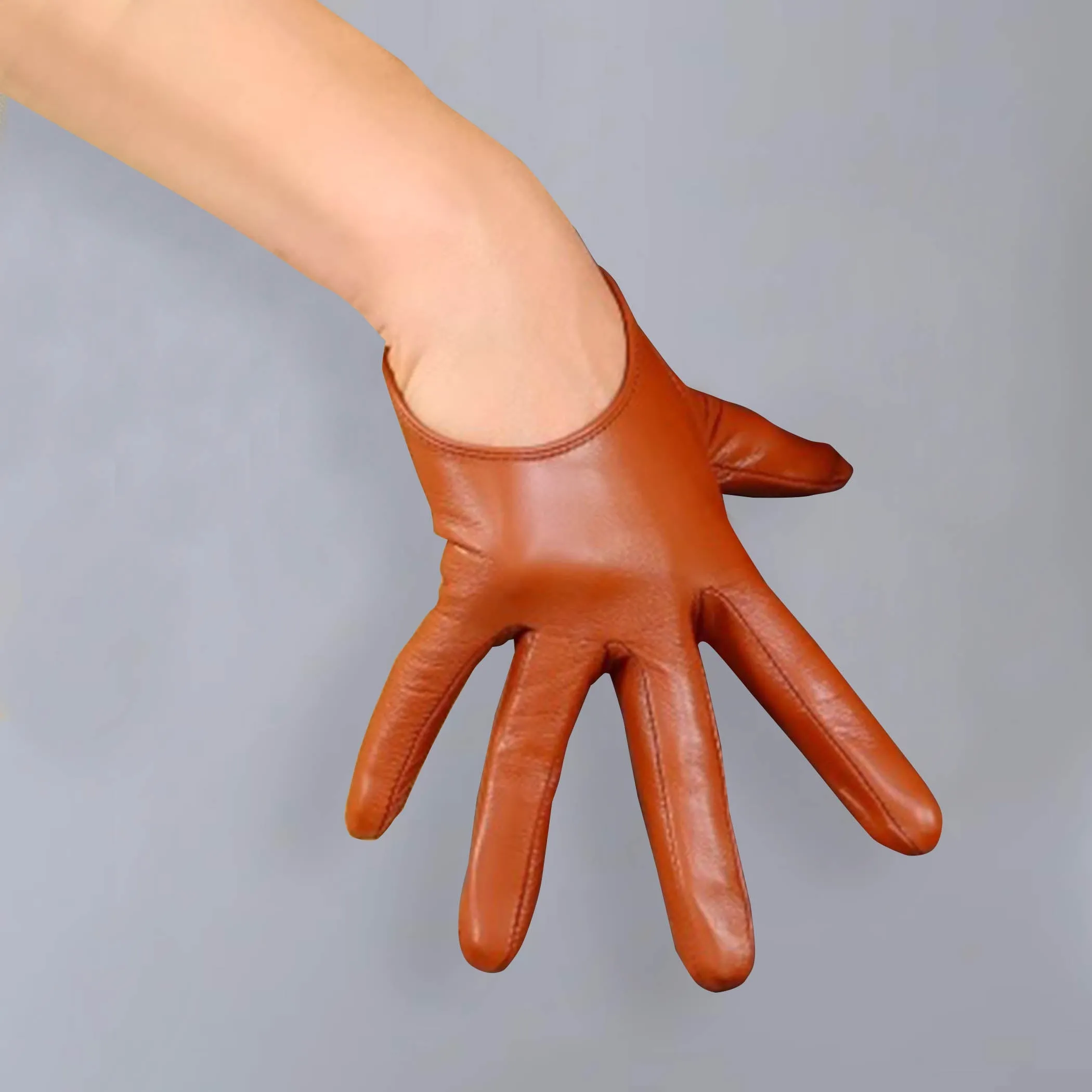 Ultrashort GENUINE LEATHER Half Palm Gloves: Blue