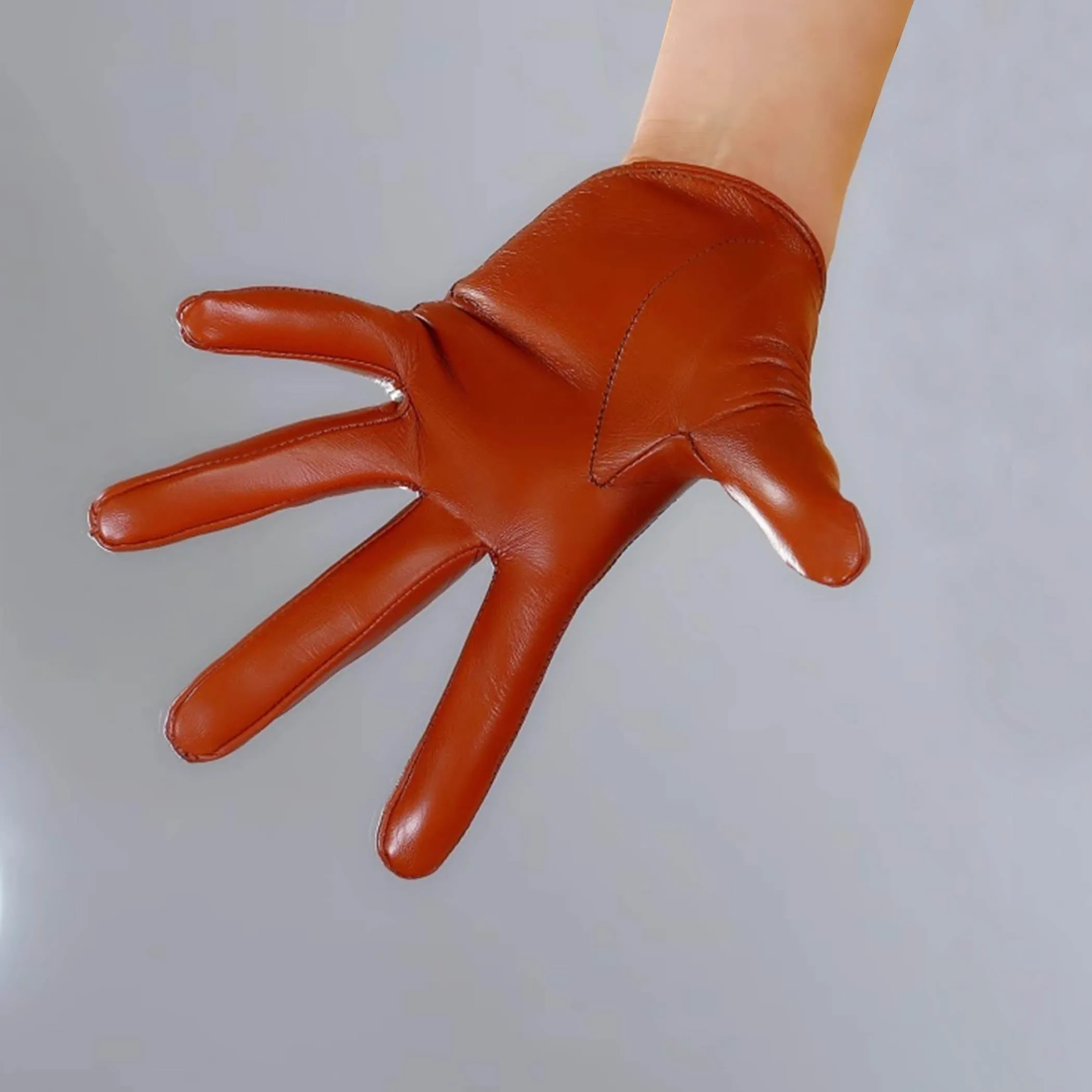 Ultrashort GENUINE LEATHER Half Palm Gloves: Blue