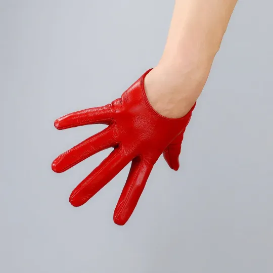 Ultrashort GENUINE LEATHER Half Palm Gloves: Blue